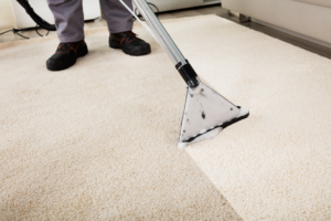 Professional carpet cleaning vacuum at a house in Schaumburg, Illinois